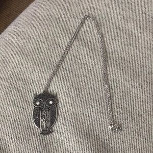 Owl Pendant Necklace - silver costume jewelry